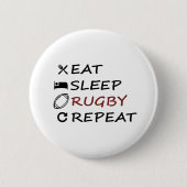 Eat Sleep Rugby Herhalen Ronde Button 5,7 Cm (Voorkant)