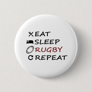 Eat Sleep Rugby Herhalen Ronde Button 5,7 Cm