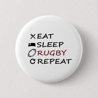 Eat Sleep Rugby Herhalen Ronde Button 5,7 Cm