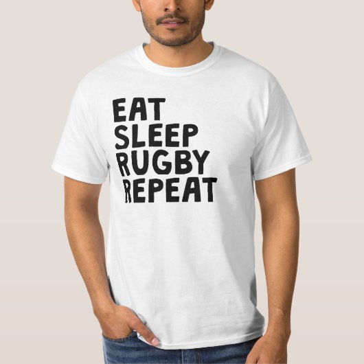Eat Sleep Rugby Herhalen T-shirt (Voorkant)