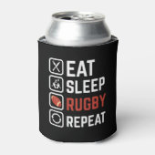 Eat Sleep Rugby Herhaling Sport Gift Blikjeskoeler (Blikje Voorkant)