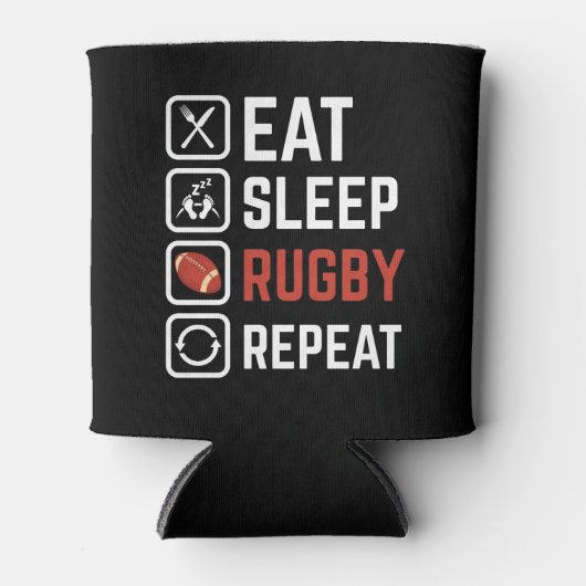 Eat Sleep Rugby Herhaling Sport Gift Blikjeskoeler (Voorkant)