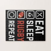 Eat Sleep Rugby Herhaling Sport Gift Legpuzzel (Horizontaal)