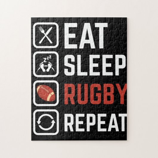 Eat Sleep Rugby Herhaling Sport Gift Legpuzzel (Verticaal)