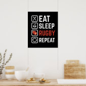 Eat Sleep Rugby Herhaling Sport Gift Poster (Keuken)