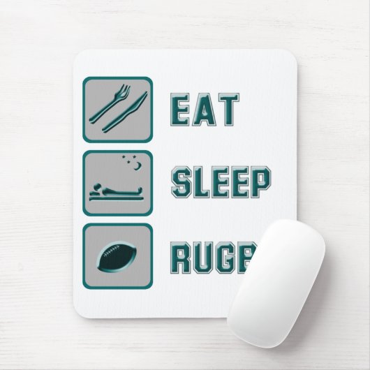 Eat Sleep Rugby Muismat (Met muis)