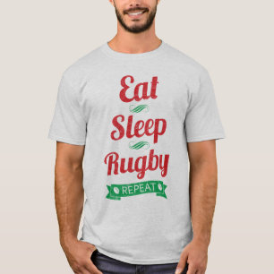 Eat Sleep Rugby Naam en nummer herhalen Shirsey T-shirt