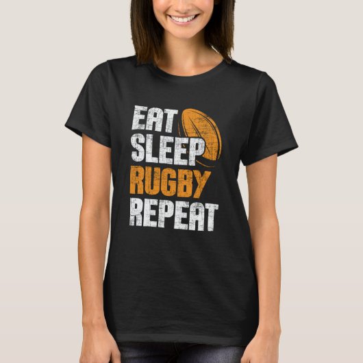 Eat Sleep Rugby Repeat  Rugby Player Coach Sports T-shirt (Voorkant)