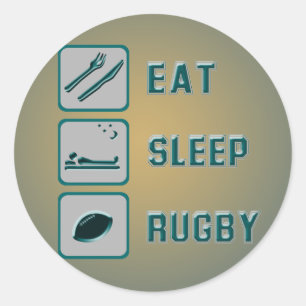 Eat Sleep Rugby Ronde Sticker