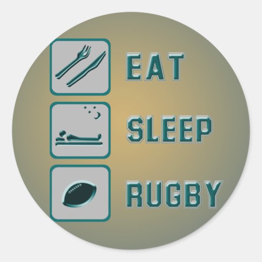 Eat Sleep Rugby Ronde Sticker (Voorkant)