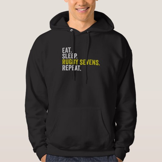 Eat Sleep Rugby Sevens Repeat  Rugby Player Hoodie (Voorkant)