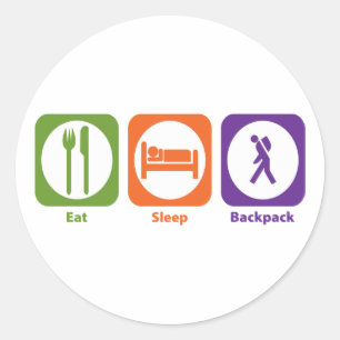 Eat Sleep-rugzak Ronde Sticker