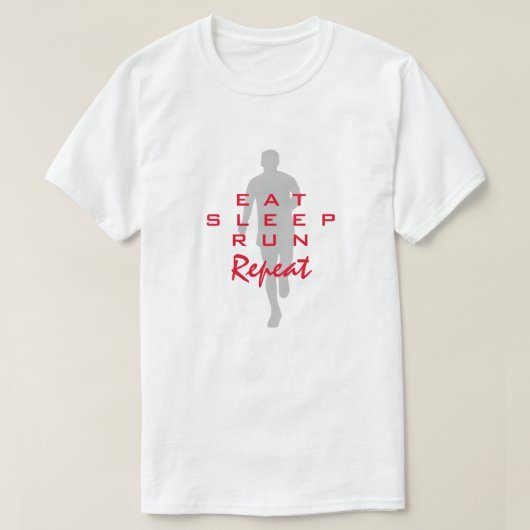 Eat Sleep Run Herhaal grappig shirt met sport (Design voorkant)