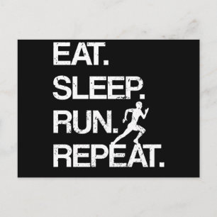 Eat Sleep Run Herhaal Marathon Runner Jogging Spor Briefkaart