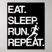 Eat Sleep Run Herhaal Marathon Runner Jogging Spor Poster (Voorkant)