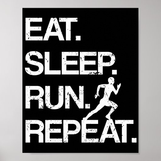Eat Sleep Run Herhaal Marathon Runner Jogging Spor Poster (Voorkant)