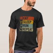 Eat Sleep Run Herhaal Retro 60s 70s Cool Running T-shirt (Voorkant)