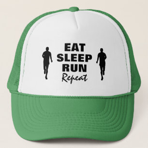 Eat Sleep Run Herhaal vrachtwagenhoed voor runner Trucker Pet