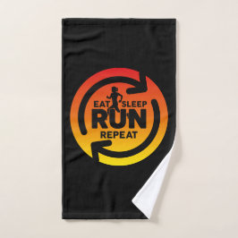 Eat Sleep Run Herhaal zonnescherm op zwart Handdoek