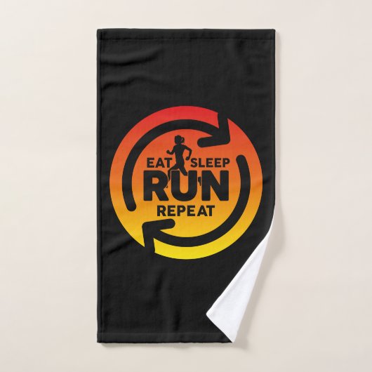Eat Sleep Run Herhaal zonnescherm op zwart Handdoek (Handdoek)