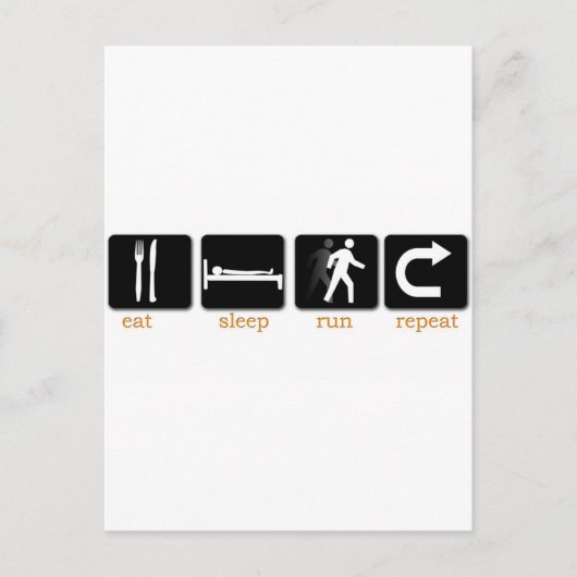 Eat Sleep Run Herhalen Briefkaart (Voorkant)