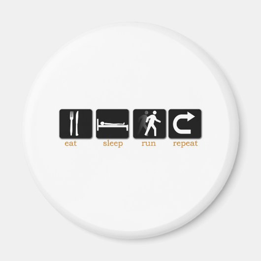 Eat Sleep Run Herhalen Magneet (Voorkant)