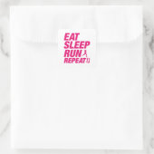 Eat Sleep Run Herhalen Vierkante Sticker (Tas)