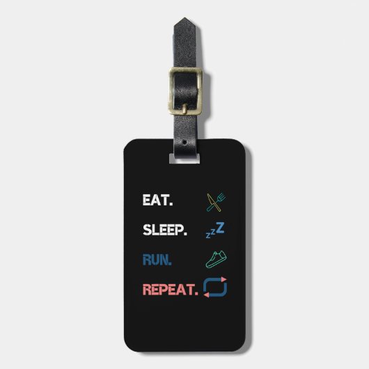 Eat Sleep Run Herhaling marathonloop Sprin Bagagelabel (Voorkant verticaal)