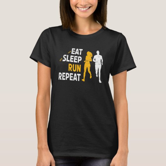 Eat Sleep Run Herhaling voor een lopende sport T-shirt (Voorkant)