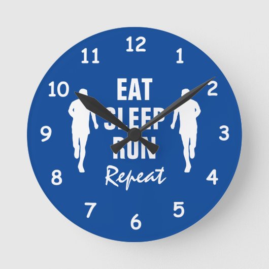 Eat Sleep Run Herhalingswandklok voor ventilatoren Ronde Klok (Voorkant)