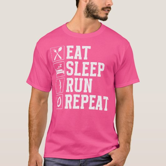 Eat Sleep Run Repeat Funny Running Runner T-shirt (Voorkant)