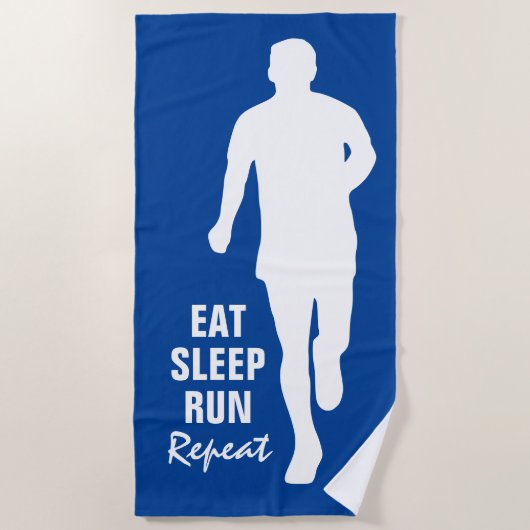 EAT SLEEP RUN REPEAT grappige hardloop strand hand Strandlaken (Voorkant)
