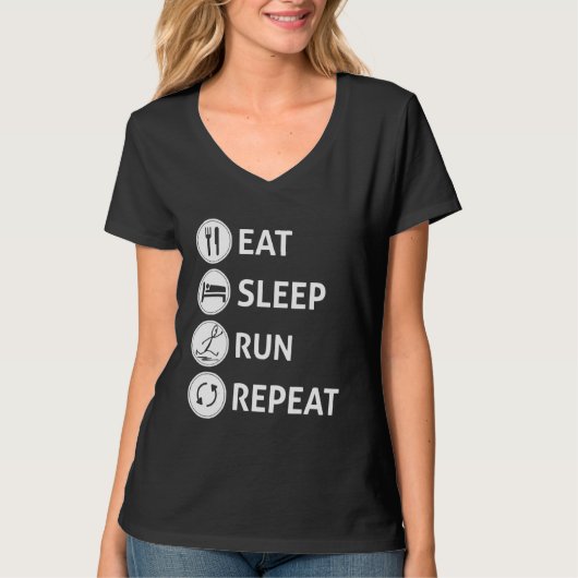 Eat Sleep Run Repeat  Quote T-shirt (Voorkant)