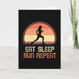 Eat Sleep Run Repeteer Retro Athlete Marathlete Kaart
