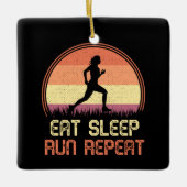 Eat Sleep Run Repeteer Retro Athlete Marathlete Keramisch Ornament (Voorkant)