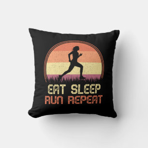 Eat Sleep Run Repeteer Retro Athlete Marathlete Kussen