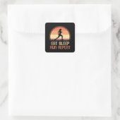 Eat Sleep Run Repeteer Retro Athlete Marathlete Vierkante Sticker (Tas)