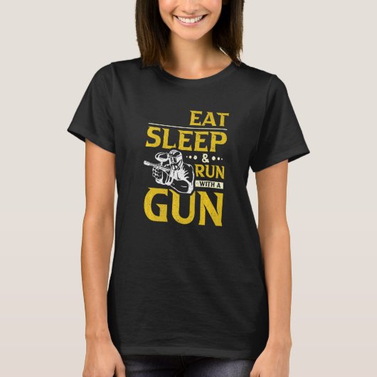 Eat Sleep & Run With a Gun Paintball T-shirt (Voorkant)