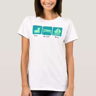Eat Sleep Sail Aqua Green Sailboat Design T-shirt