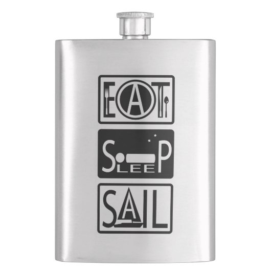 Eat Sleep Sail Classic 8 oz Flask Heupfles (Voorkant)