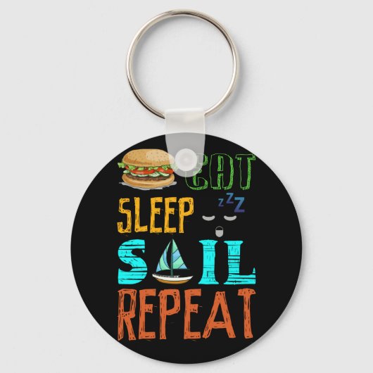 Eat Sleep Sail Herhaal Grappig Sailor Gift Sleutelhanger (Voorkant)
