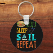 Eat Sleep Sail Herhaal Grappig Sailor Gift Sleutelhanger (Voorkant)