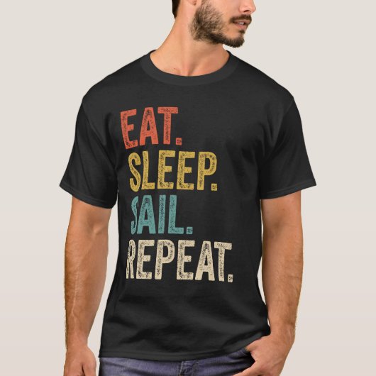 Eat Sleep Sail Herhaal Grappige zeilboot T-shirt (Voorkant)