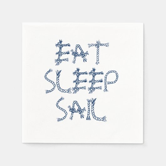 Eat Sleep Sail, nautisch zeiltouwpapier Servet (Voorkant)