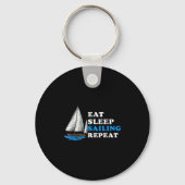 Eat Sleep Sailing Repeat Nautical Boating Humor Qu Sleutelhanger (Voorkant)