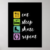 Eat Sleep Schaats Funny Figuur Skaters Ice Skaters Poster (Voorkant)