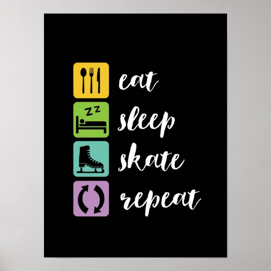 Eat Sleep Schaats Funny Figuur Skaters Ice Skaters Poster (Voorkant)