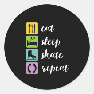 Eat Sleep Schaats Funny Figuur Skaters Ice Skaters Ronde Sticker