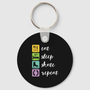Eat Sleep Schaats Funny Figuur Skaters Ice Skaters Sleutelhanger
