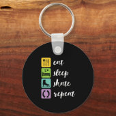 Eat Sleep Schaats Funny Figuur Skaters Ice Skaters Sleutelhanger (Voorkant)